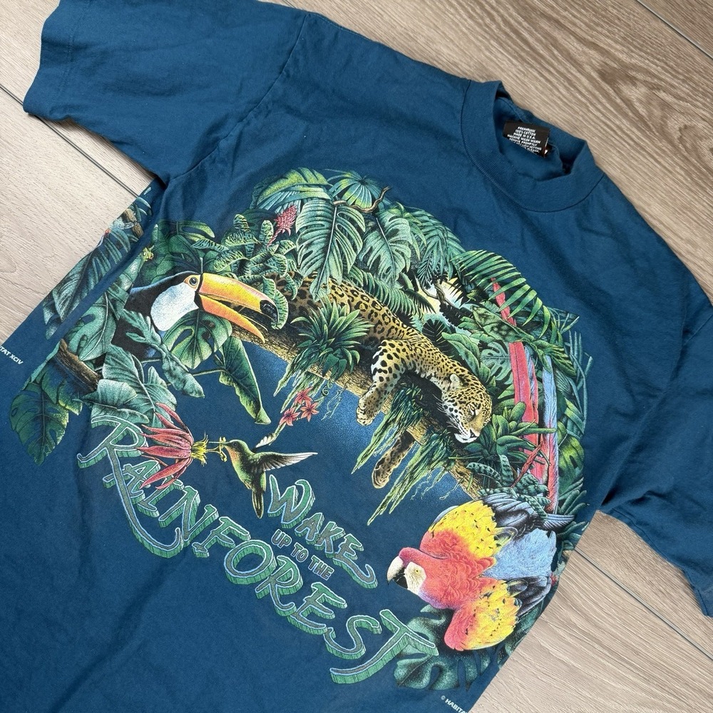 Signal Sport Men's Short Sleeve Wake Up To The Rainforest Tropical Tee Blue Sz M